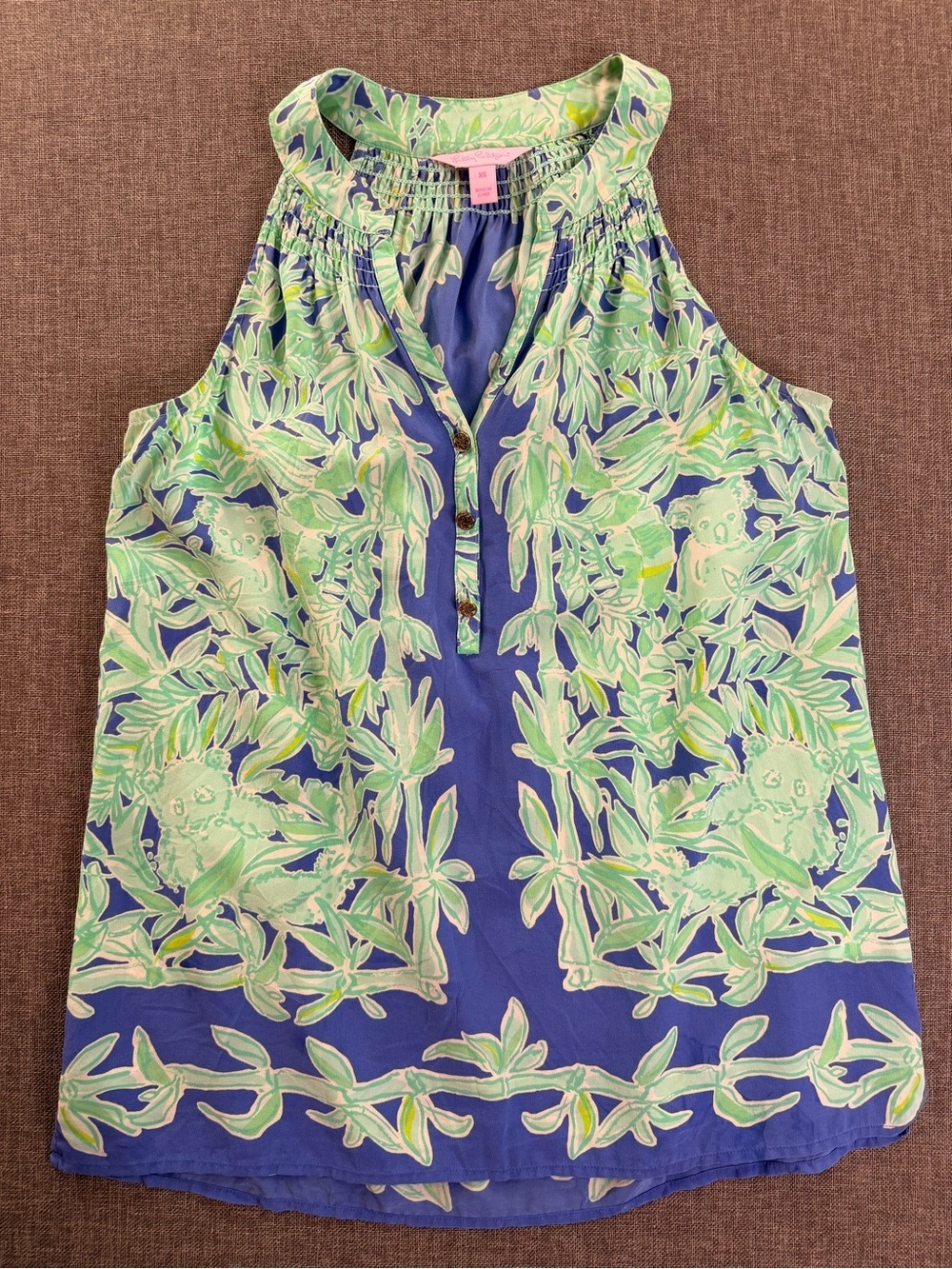 Lilly Pulitzer Women’s Blue and Green Floral Tank Top Size XS